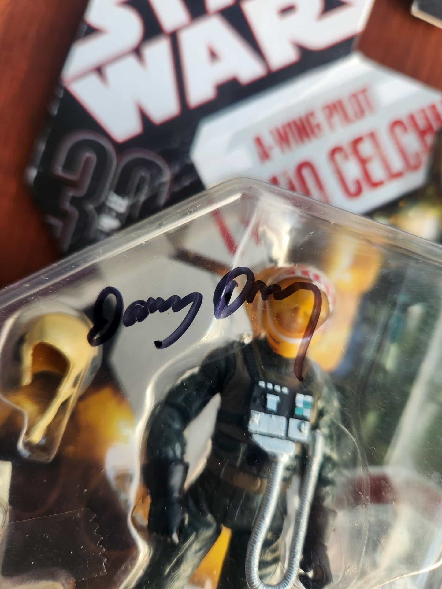Danny D'Arcy SIGNED 'TAC' A-Wing Pilot Tycho Celchu Figure *DAMAGED