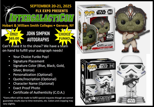 John Simpkin Funko Pop! Autograph - PREORDER